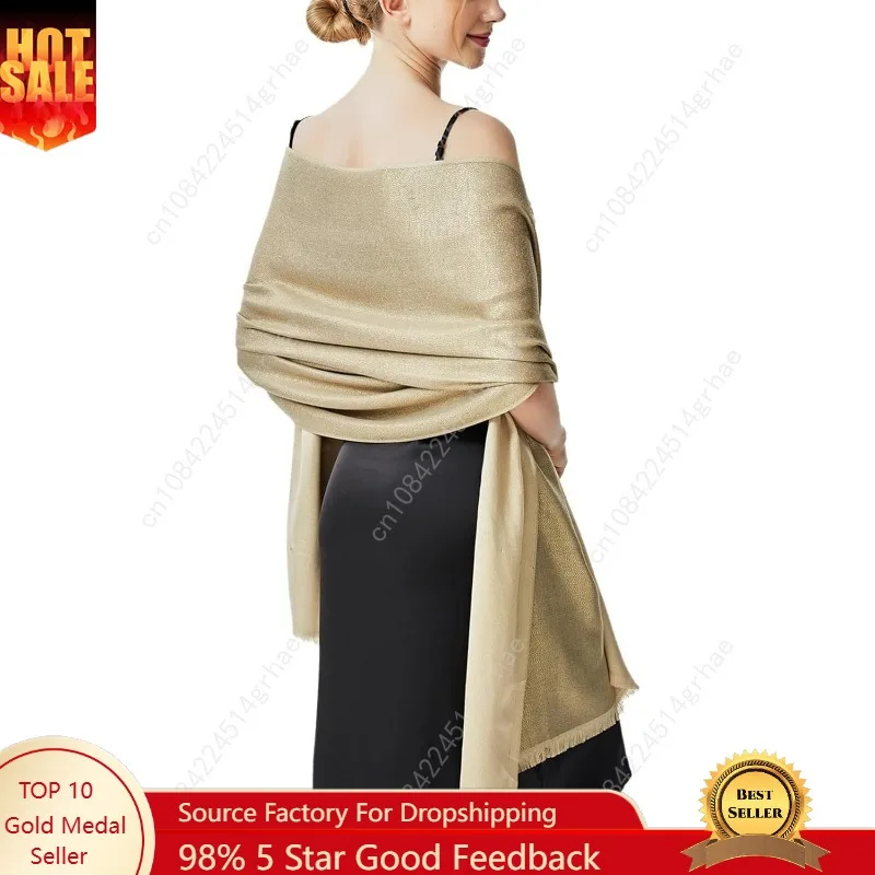 

vimate Sparkling Metallic Pashmina Shawl Wraps Scarf for Evening Party Bridal Wedding Formal Dresses