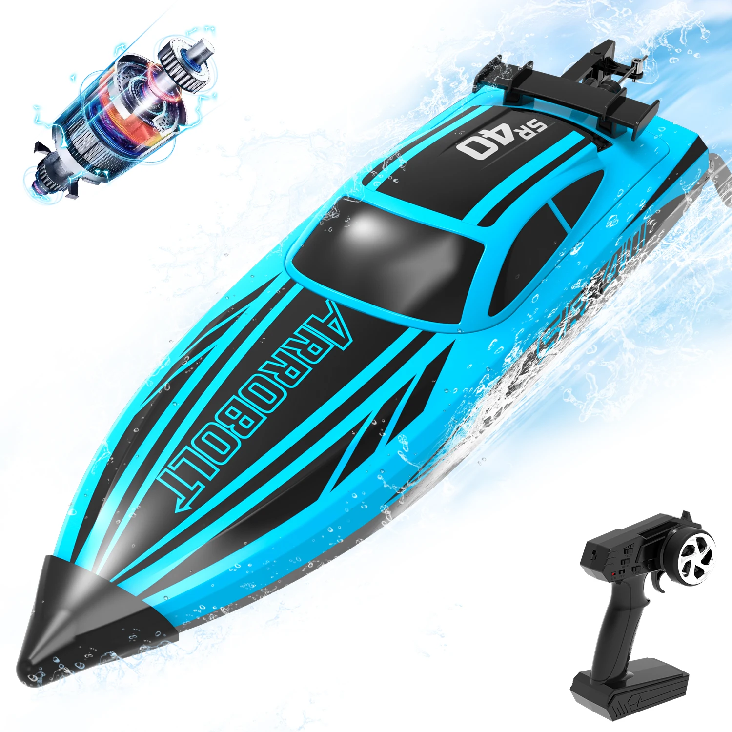 

VOLANTEXRC RC Boat Full Proportional Brushless Motor 35+MPH High Speed Racing Watercraft Speedboat Reverse Function