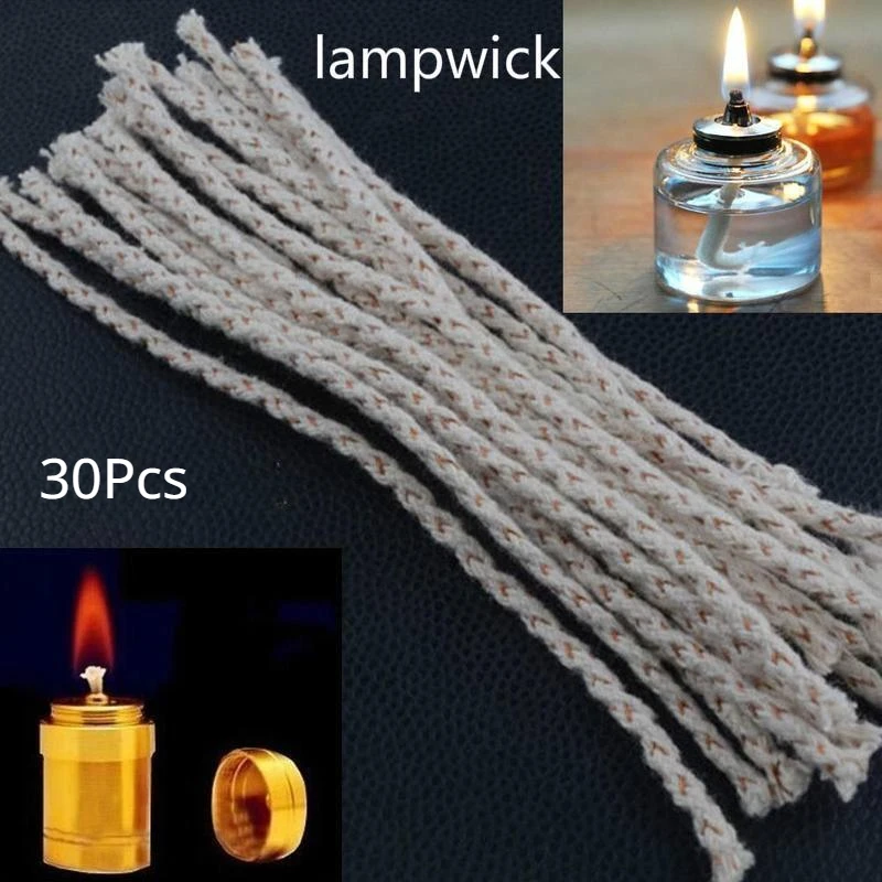 30pcs/lot Cotton Core Wick for Kerosene Alcohol Lamp Durable Wicks for DIY Wheel Kerosene Oil Lighter Candle Making Tools