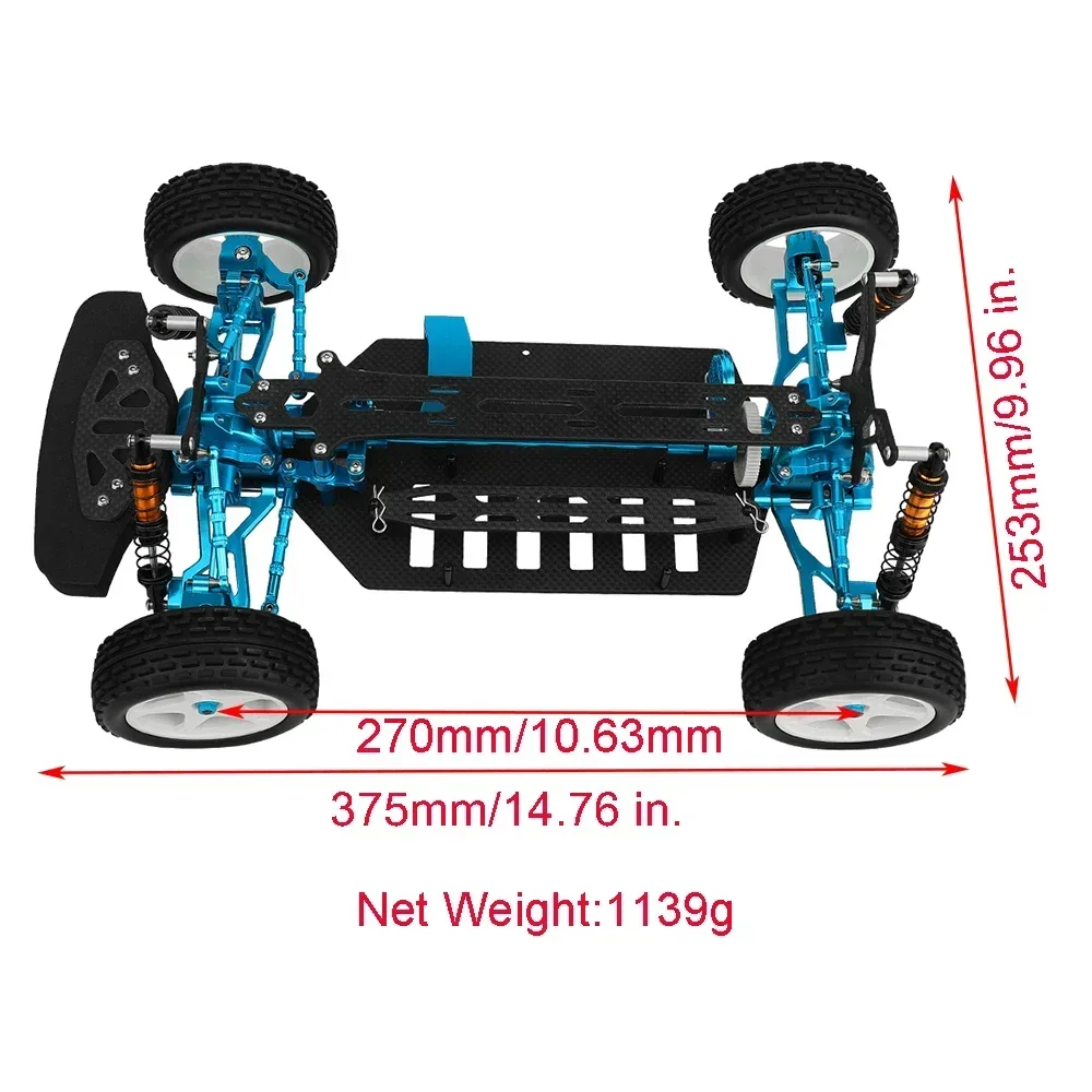 Metal & Carbon Fiber Frame Chassis with Shock Absorbers Wheels Gearbox For 1/10 RC Tamiya TT02B TT-02B Touring Car Upgrade Parts