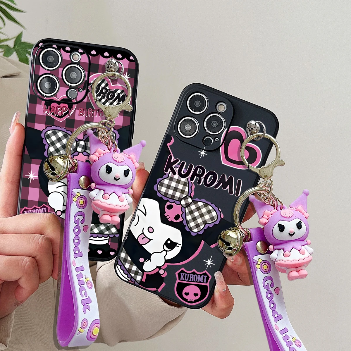 Per Samsung Galaxy A12 A11 A71 A51 A52 A22 A02s A32 A13 A53 A03s A04s A20s A33 A73 A23 Naught Kuromi Case con portachiavi