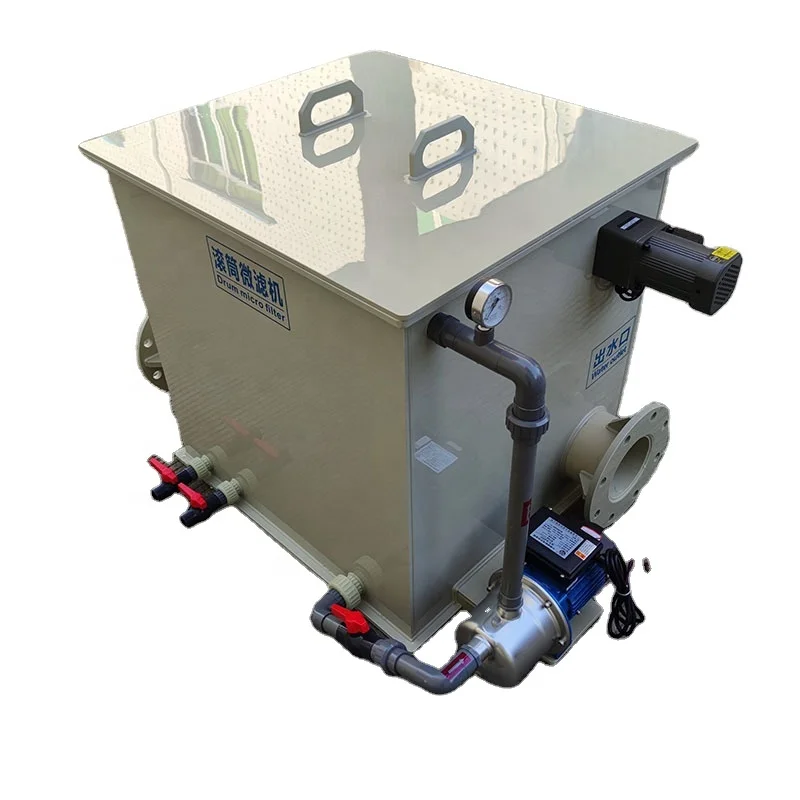 Small capacity 30 cubic meters/h circulating aquaculture machine drum filter