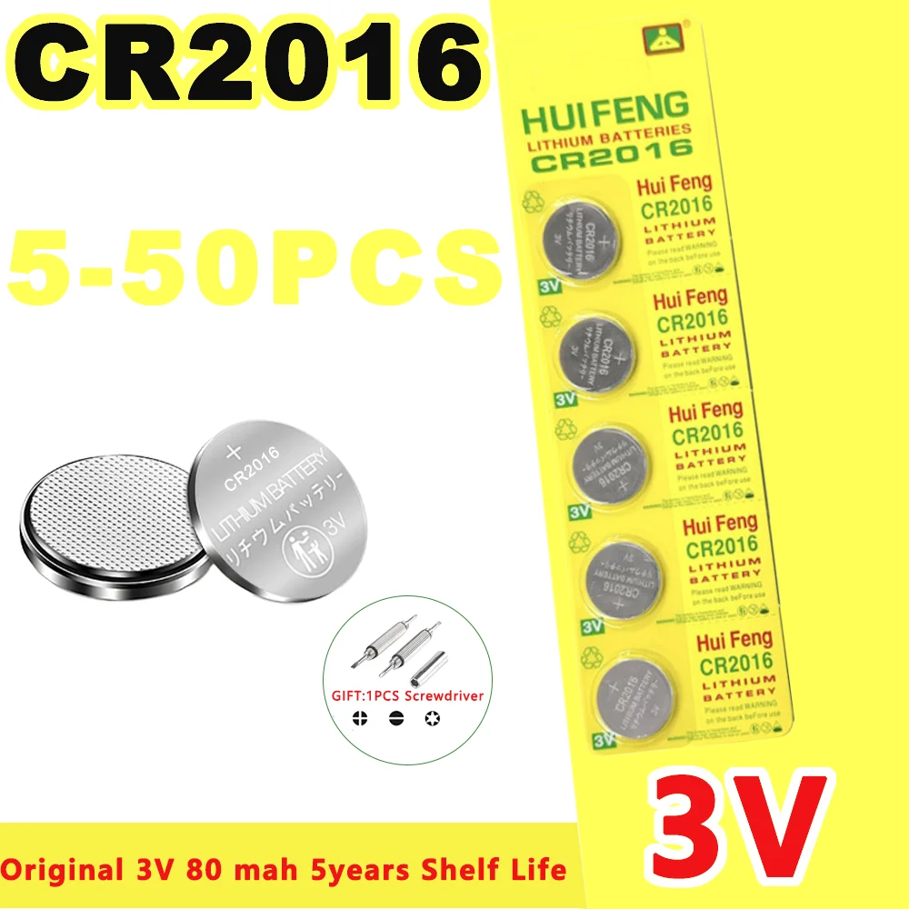 5-50PCS CR2016 lithium manganese button battery DL2016 BR2016 DL2016 LM2016 3V CR 2016 button toy remote control candle light