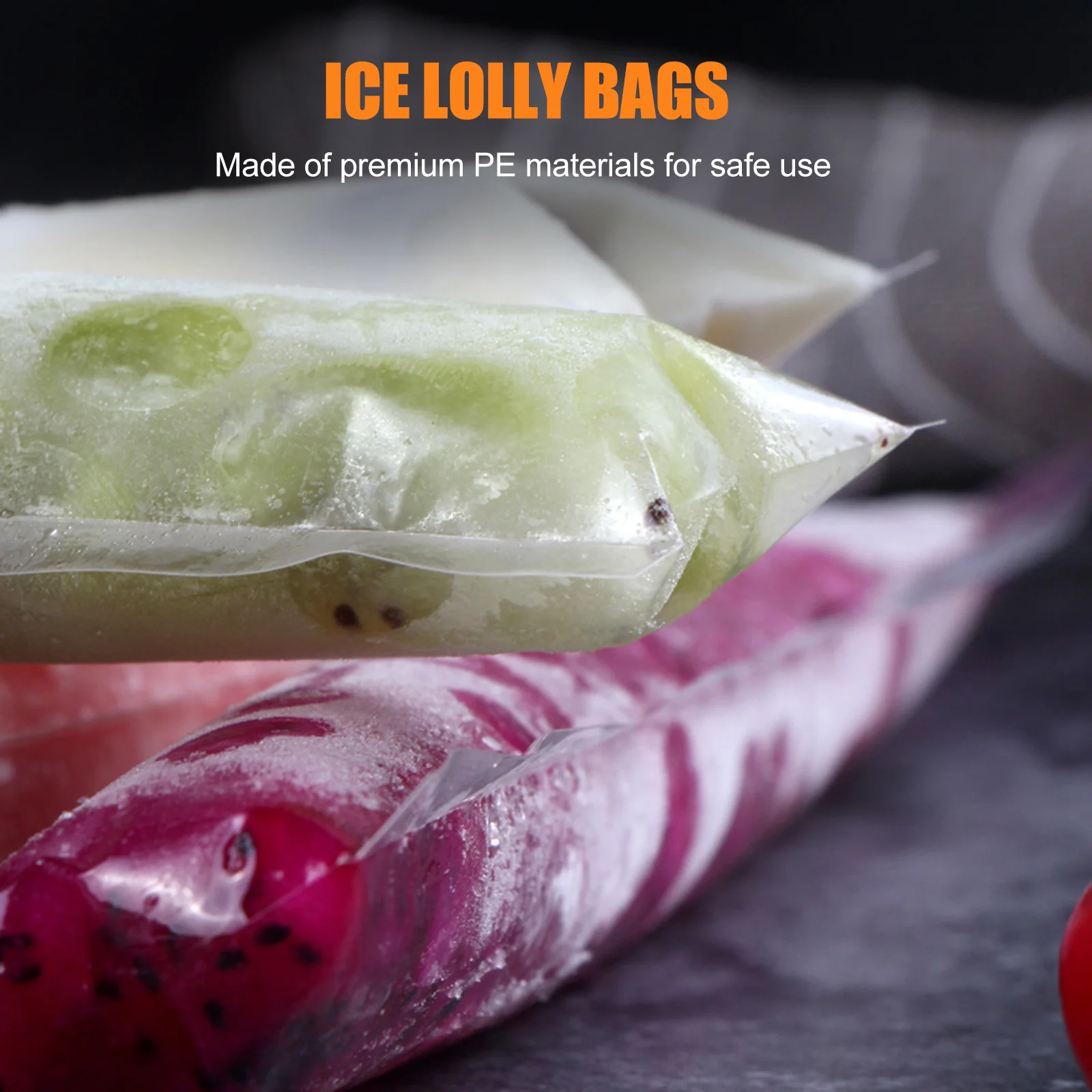 60 Pcs Popsicle Bag Freezer Ice Cube Tray Bags Pouch Transparent Lolly Packing Organic