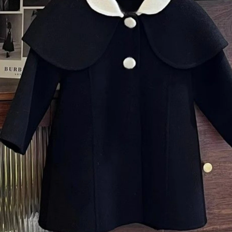 Girls Woolen Coat Overcoat Jacket Windbreak 2023 Classic Warm Thicken Winter Cotton Teenagers Outwear Children\'s Clothing