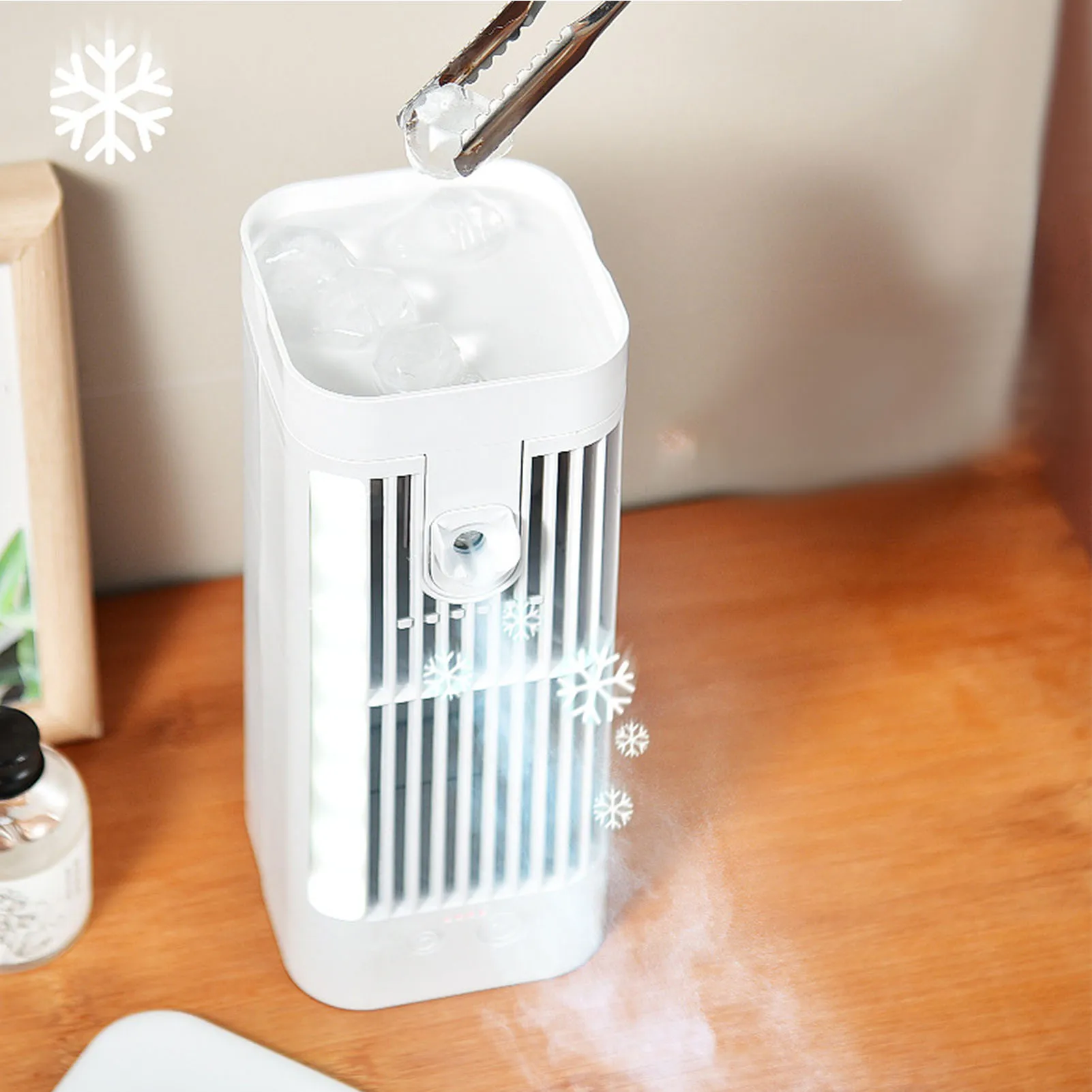 مكيف هواء متنقل متعدد الوظائف فعال صامت 3 سرعات 120 مل خزان مياه رذاذ مبرد هواء سطح المكتب مع ضوء ليلي