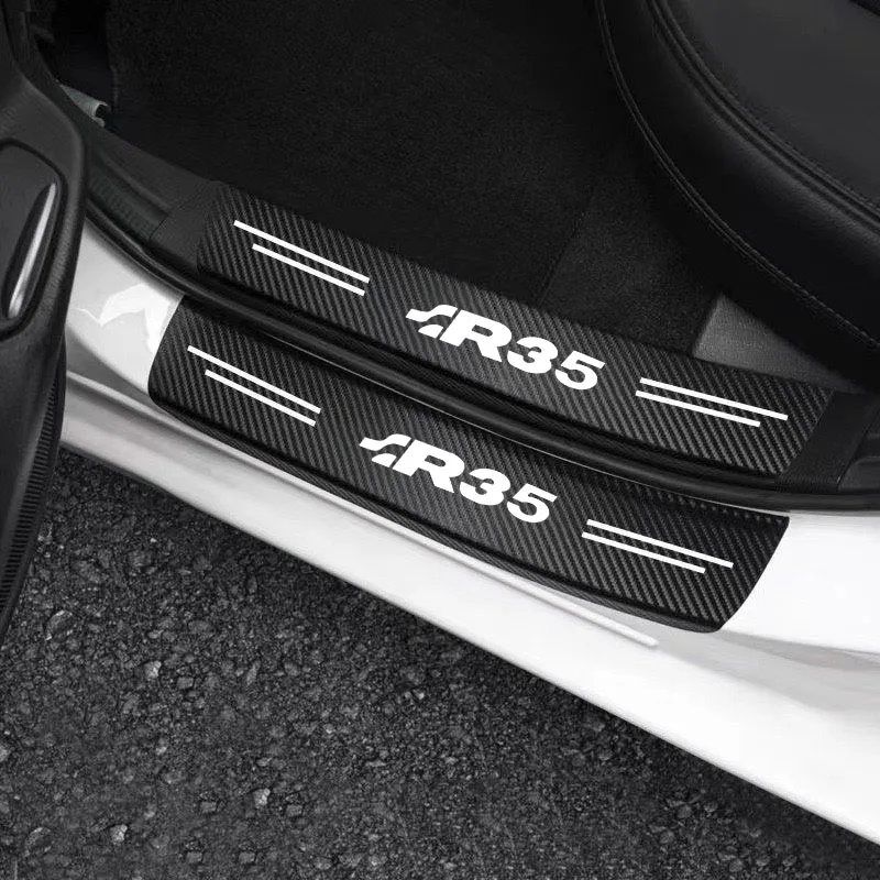 

Car Carbon Door Sill Plate Protector Stickers For VW Volkswagen R35 R36 R-line T-ROC TSI TDI R32 car Accessories be non-slip