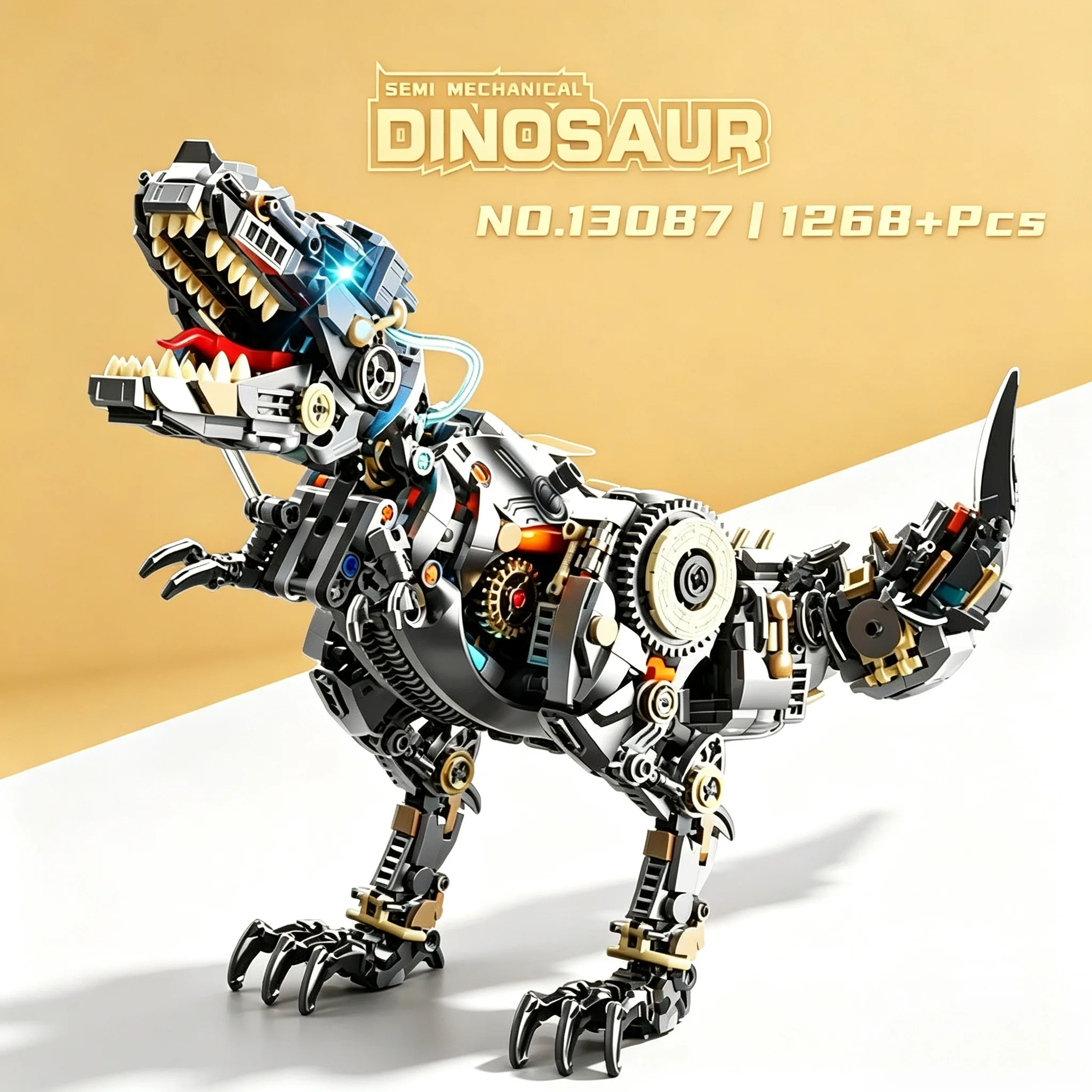 

Creative Jurassic Mechanical Dinosaur Building Blocks T-Rex Animal Luminous Model STEM Assembly DIY Toy Holiday Gift