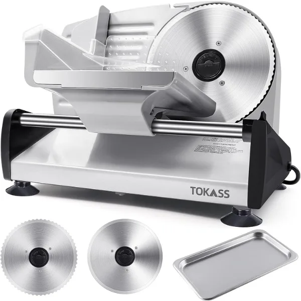 

Meat Slicer, 200W Electric Slicer For Home Use with 2pcs 7.5'' Stainless Steel Blades, Electric Deli food Slicer