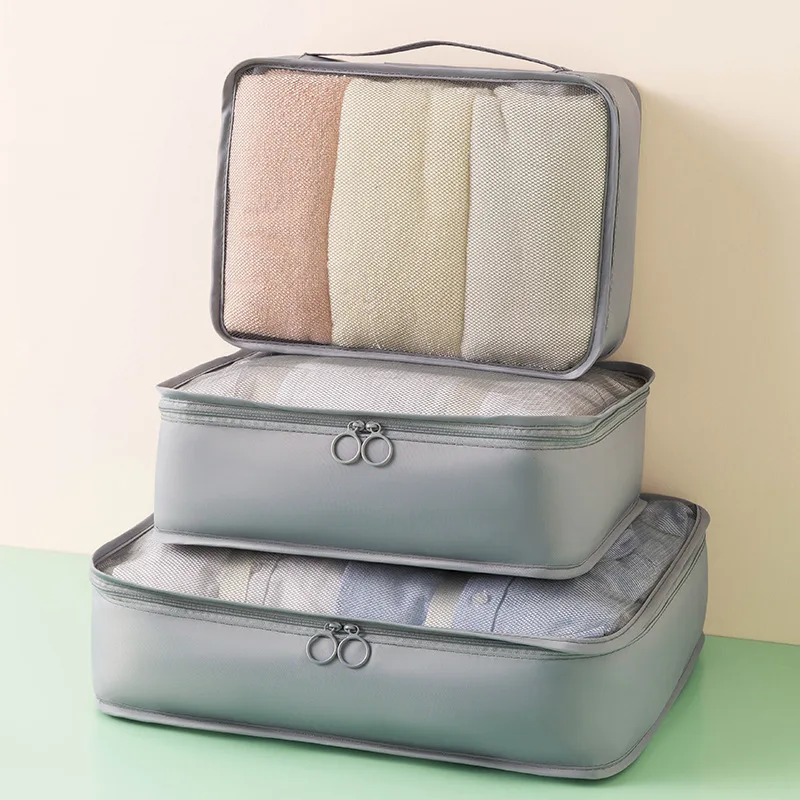 3Pcs Set Travel Organizer Storage Bags Portable Wardrobe Cube Clothes Luggage Tidy Pouch Suitcase Packing Storage Cases