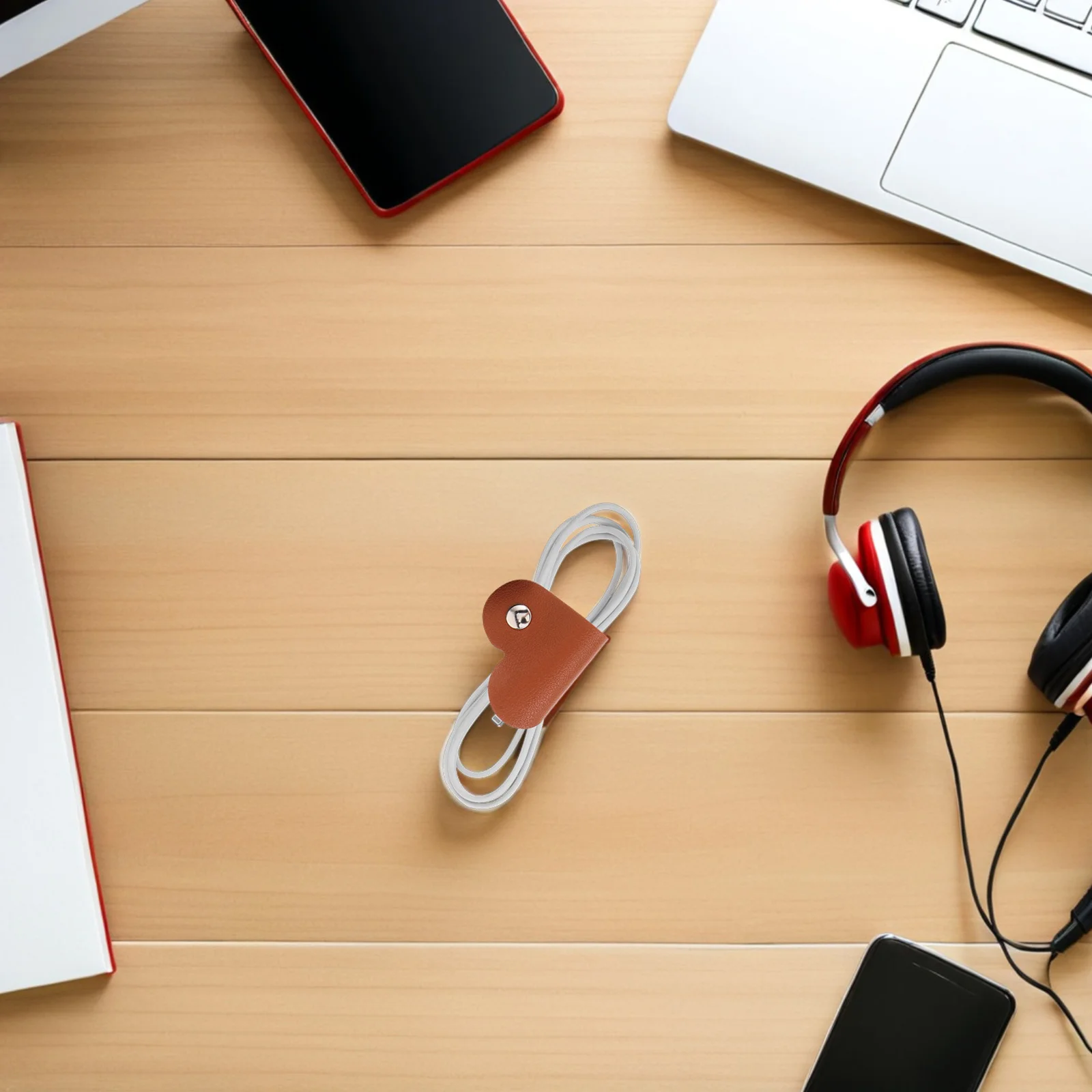 

4pcs Heart Shaped Cable Organizer Portable Cord Winder Reusable Wire Management Holder For Travel Charging Data Cables Earphone