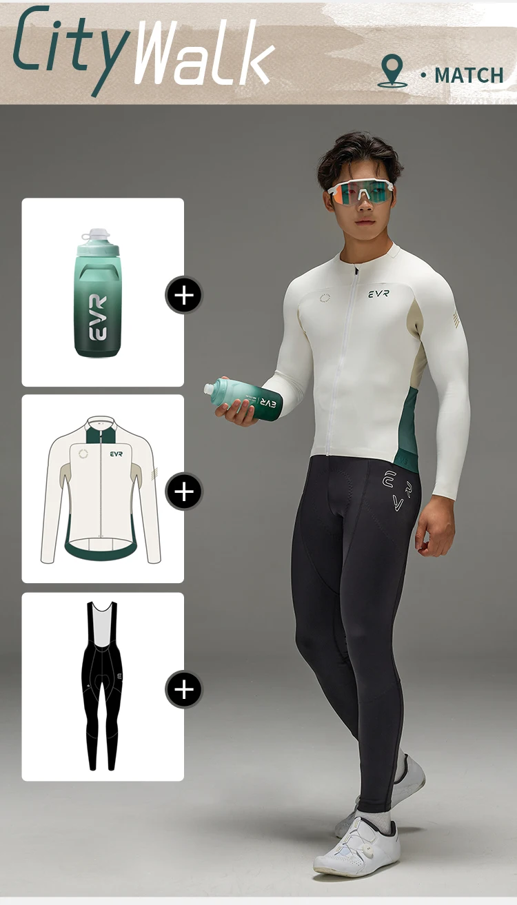 EVR Herren Winter Fleece Fahrradtrikot, Thermo-Langarm-Fahrradoberteil, winddichte, atmungsaktive Rennradjacke – Detail 13
