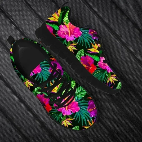 

Tropical Plant Red Hibiscus Fashion Women's Shoes Casual Sneakers Autumn Female Lace-up Mesh Walking Shoes For Girls