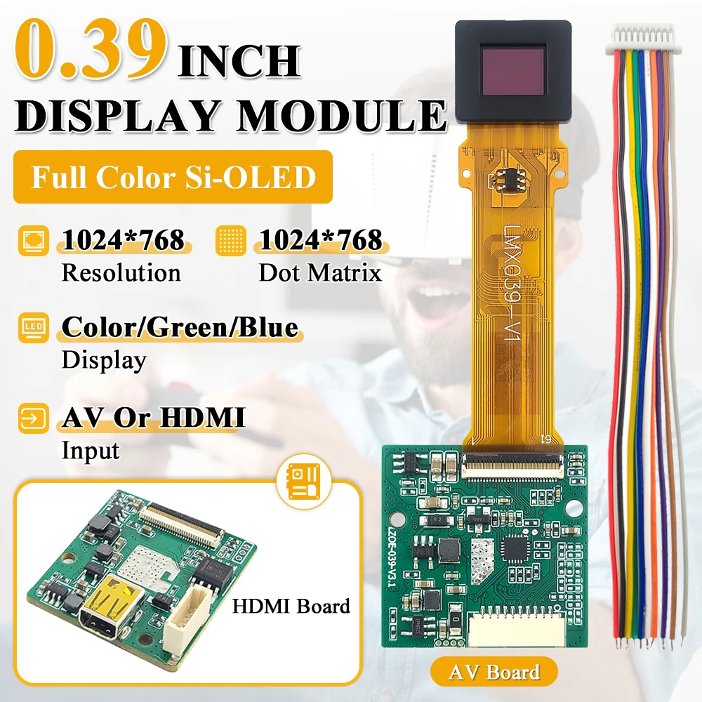 0.39 Inch OLED Display Viewfinder for FPV Drone Aerial Photography 1024*768 Micro AV HDMI Thermal Imaging Night Vision Device