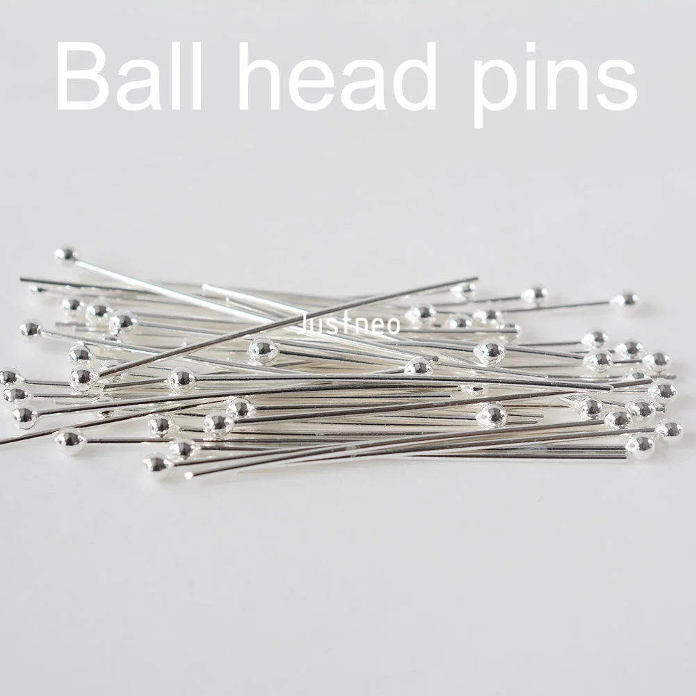 925 Sterling Silver head pins for jewelry making supplies, t needle pins, 1 Piece