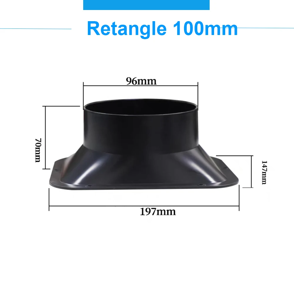 100-150mm Long Flange Duct Fan Hose Connector Air Ventilation Adapter for Kitchen Hood Ventilator Pipe Connecting Exhaust Outlet