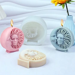 3D 썬 문 페이스 실리콘 양초 금형 DIY 조각 초상화 공예 석고 비누 수지 주조 금형 저녁 식사 장식 양초