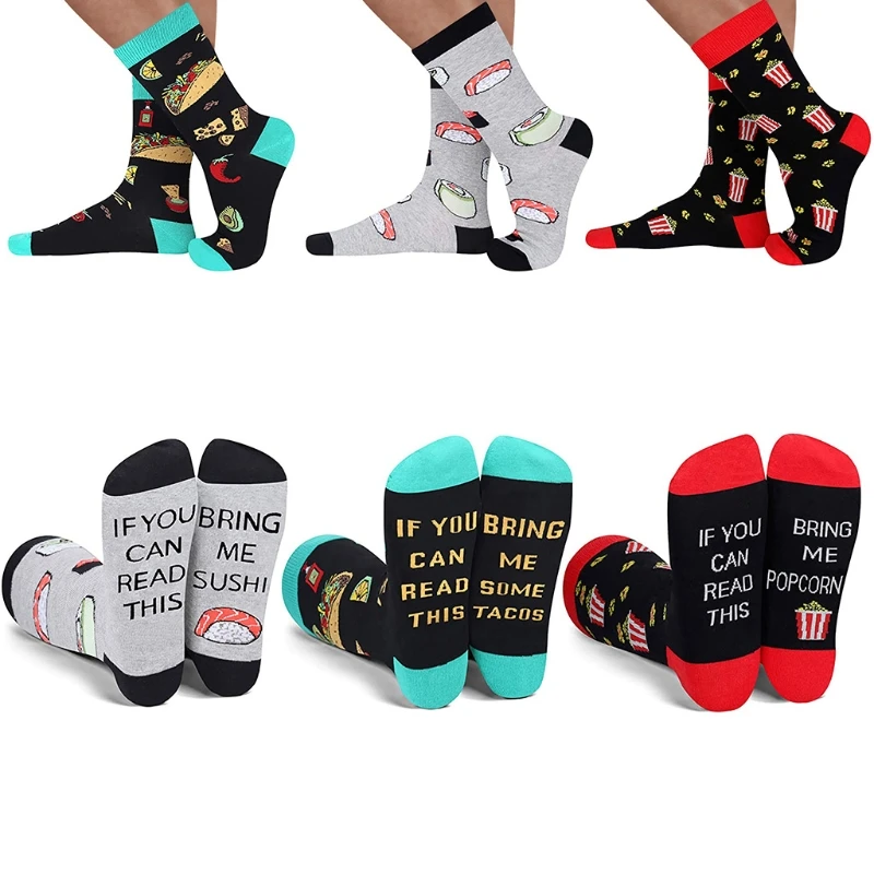 Herren- und Damensocken mit lustigem Spruch „If You Can Read This Sushi Tacos“ mit Buchstabendruck, und