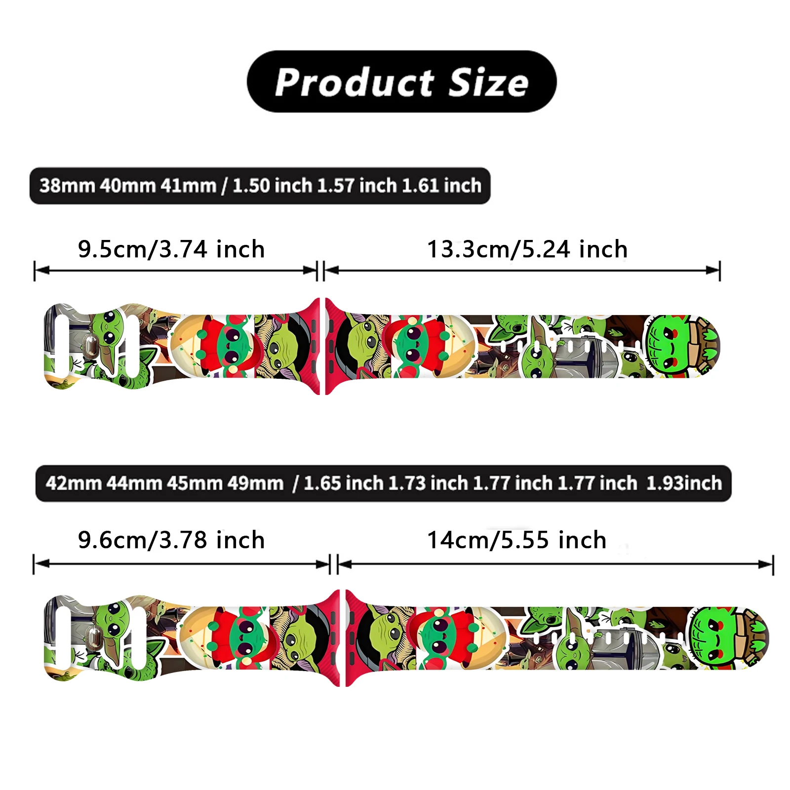 Disney Yoda Christmas Silicone Strap for Apple Watch 9 8 7 SE 6 Printed Band Replaceable Bracelet for iWatch 45mm 44mm 42mm 40mm