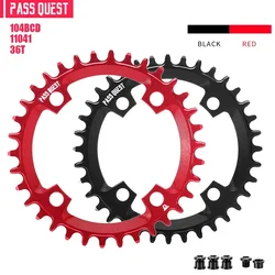 PASS QUEST MTB Round 104BCD Chainring 7075-T651 Aluminum Alloy CNC Bcd Crown 104 32T/34T/36T/38T/40T/42T/44T/46T/48T Plate