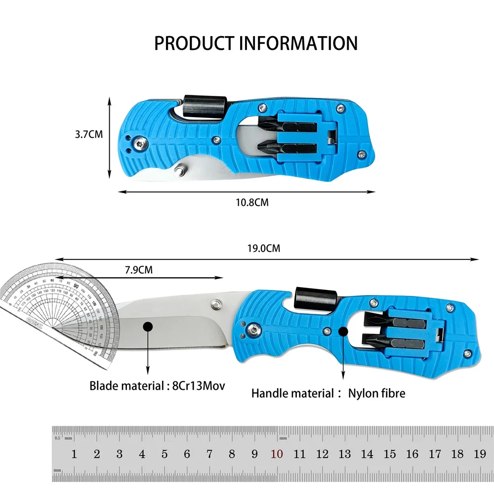 KS 1920 Select Fire Multi-Function Pocket Folding Knife, 4-piece Bit Set and Driver，8Cr13Mov Blade Nylon Fiber Handle EDC Tool