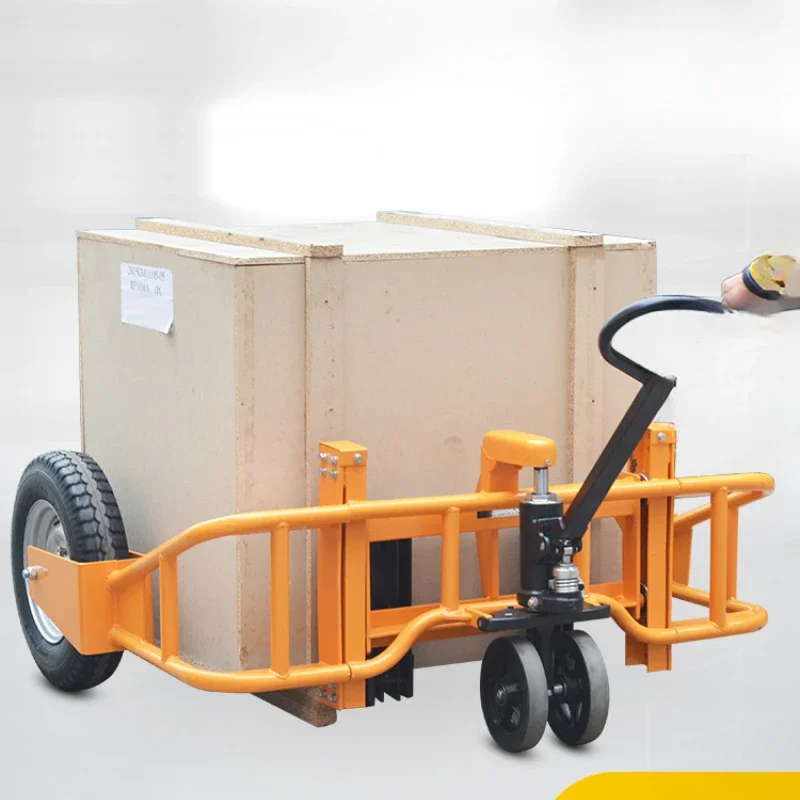 

Mountain type manual hydraulic truck widened inflatable rubber wheel construction site outdoor off-road forklift