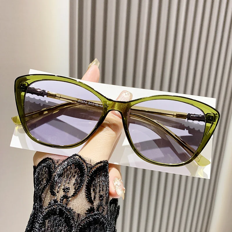 New Trendy Cat Eye Photochromic Anti-UV Sunglasses Vintage Blue Light Blocking Color Changing Minus Glasses with Diopter To -4.0