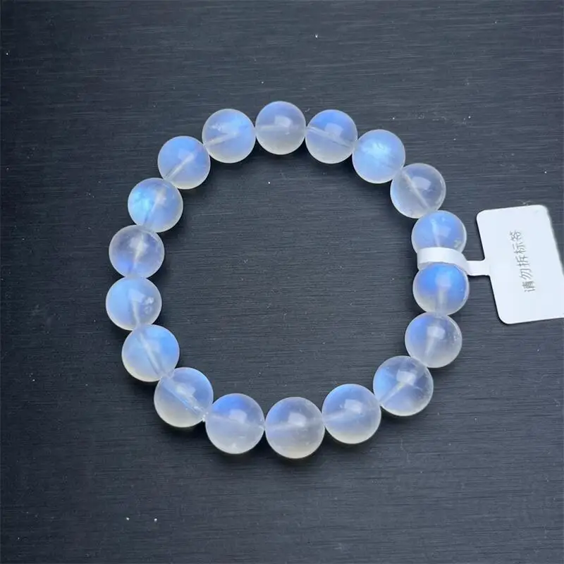 1OMM Natural Blue Moon Stone Bracelet Women Fashion Crystal Round Beads Lovers Strand Bangles Jewelry 1pcs 8/11/12MM