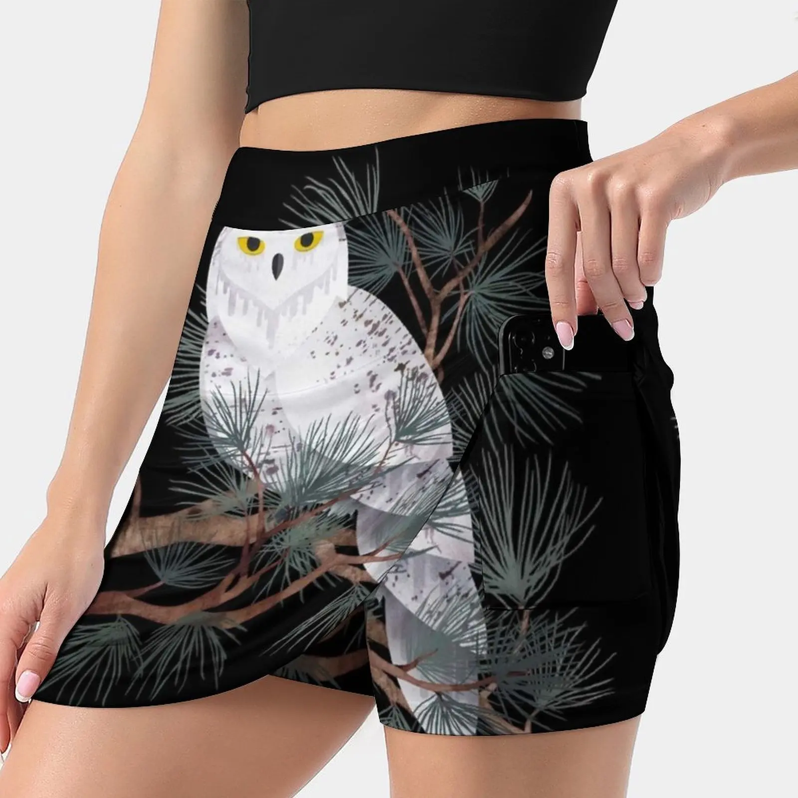 

Snowy Skirts Woman Fashion 2022 Pant Skirt Mini Skirts Office Short Skirt Snowy Owl Snow Ice Winter Pine Needles Tree Season