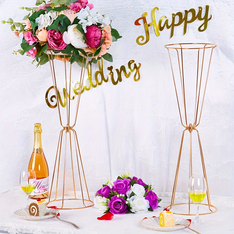 2/10 Pcs 23.6inch High Metal Small Vase, Wedding Banquet Table Flower Center Decoration Metal, Artificial Flower Display Stand Wedding Christmas Carnival Party Dinner Event Hotel Home Decoration