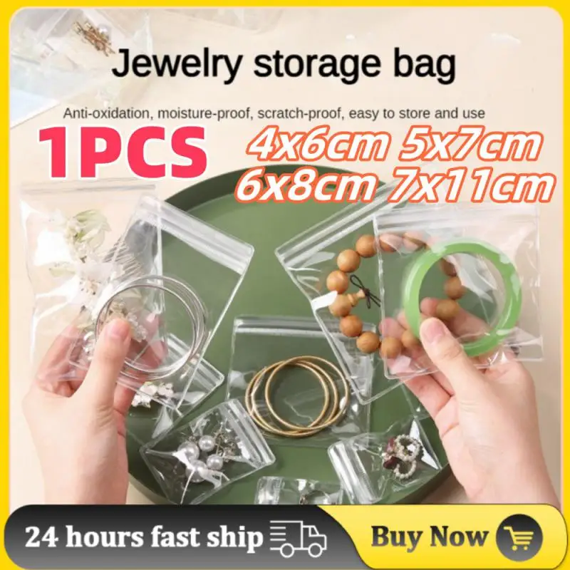 1PCS Transparent Self-sealing Bag Anti-oxidation Thickened Jewelry Literary Play Jade Gold Earring Jewelry Storage Sealed Bag