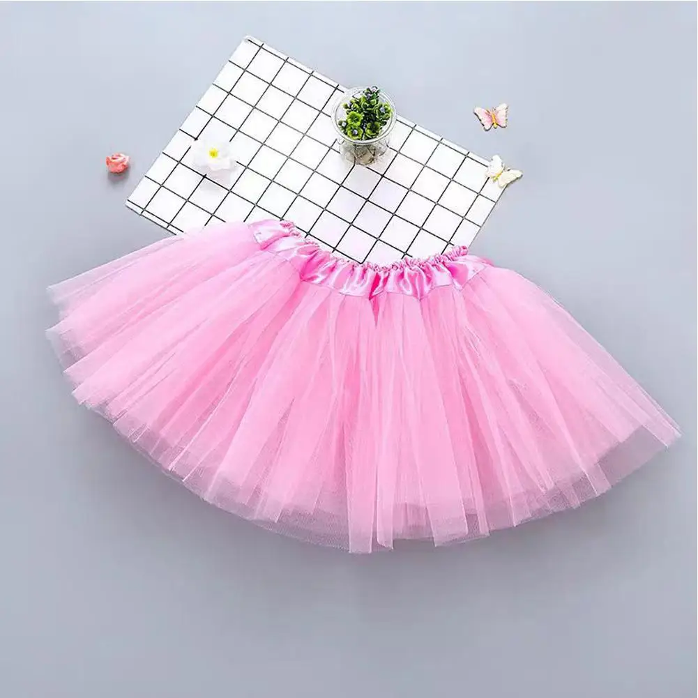 Girl Elastic Ballet Dancewear Tutus Mini Skirt For Birthday Party Dance 3 Layer Tulle Tutu Skirt for Kids Princess 2-8Y Girls