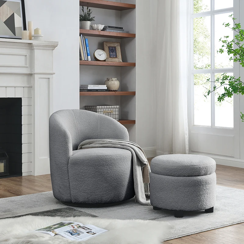 [Video] Welike Swivel barrel chair, living room swivel chair with round storage chair, 360 ° swivel club chair, nursery, bedroom