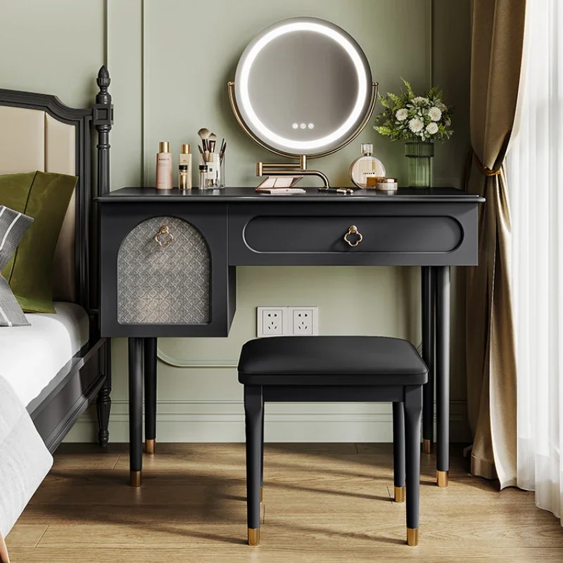 Mirror Bedroom Dressing Table Wooden Modern Drawers Cabinets Dressing Table Vanity Light Tocador Maquillaje Home Furniture