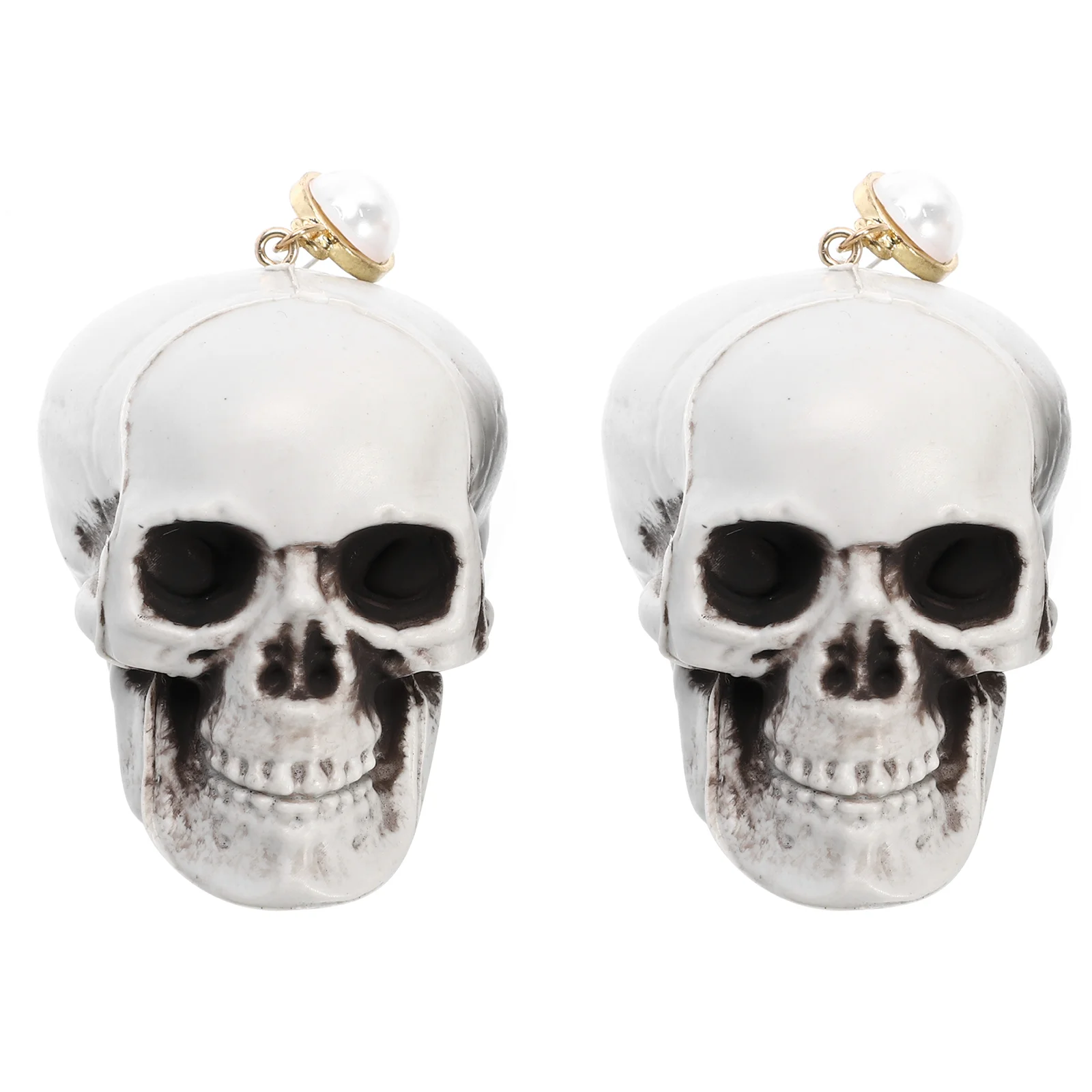 

2 Pcs Dangle Earring Skull Earrings Gift Pendant Hanging Plastic Women