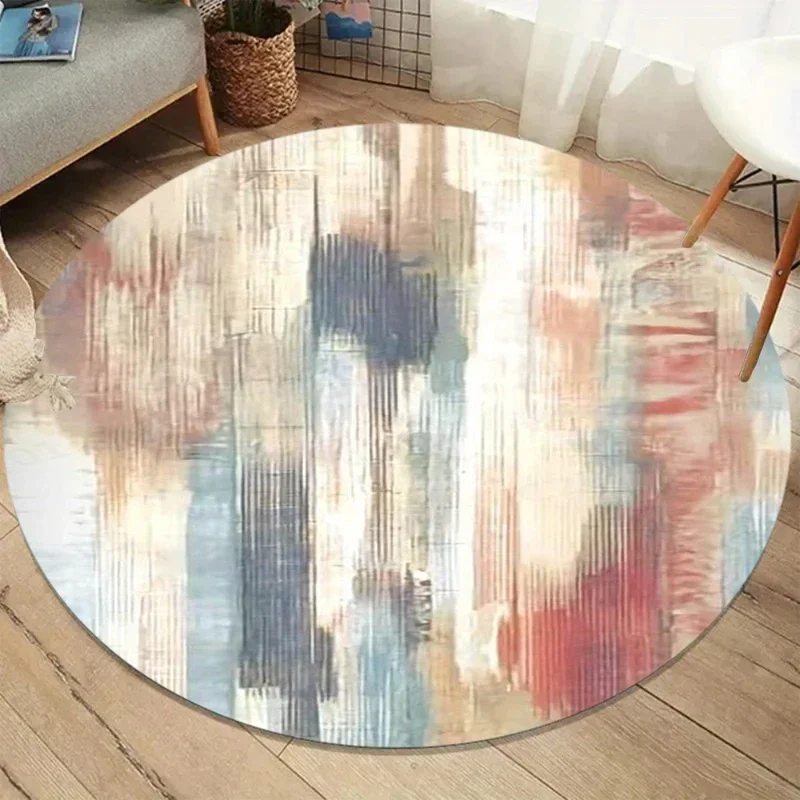 European American Style Vintage Distressed Rug, Abstract Art Non-Slip Mat, Living Room Bedroom Decor Carpet  Floor Mats