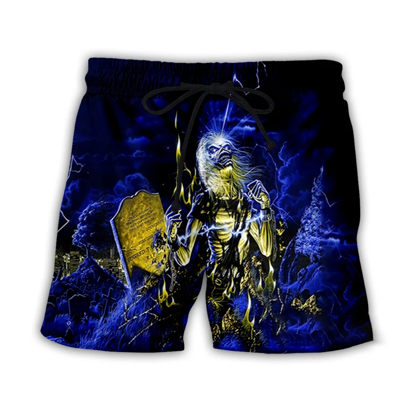 New Fashion 3D Print Gothic Vintage Horror Skull Summer Beach Shorts Streetwear Men Quick Dry Vacation Casual Shorts K01