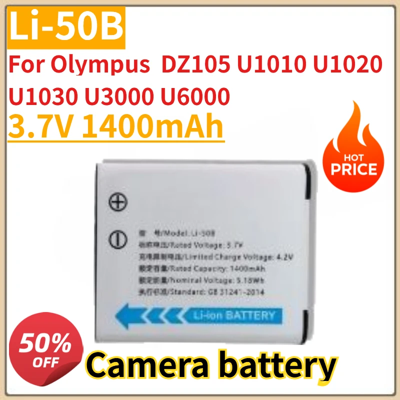 

High Quality New LI-50B Camera Battery 3.7V 1400mAh for Olympus DZ105 U1010 U1020 U1030 U3000 U6000 Replacement Battery