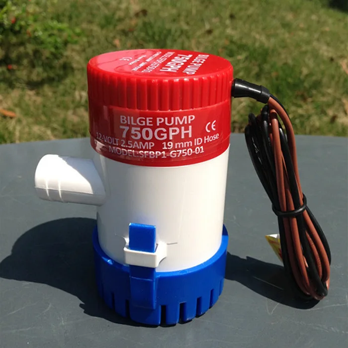 12V/24V DC Bilge Pump, 750-1100GPH Marine Water Pump, Automatic Boat Submersible Pump for Yacht and Cabin Drainage