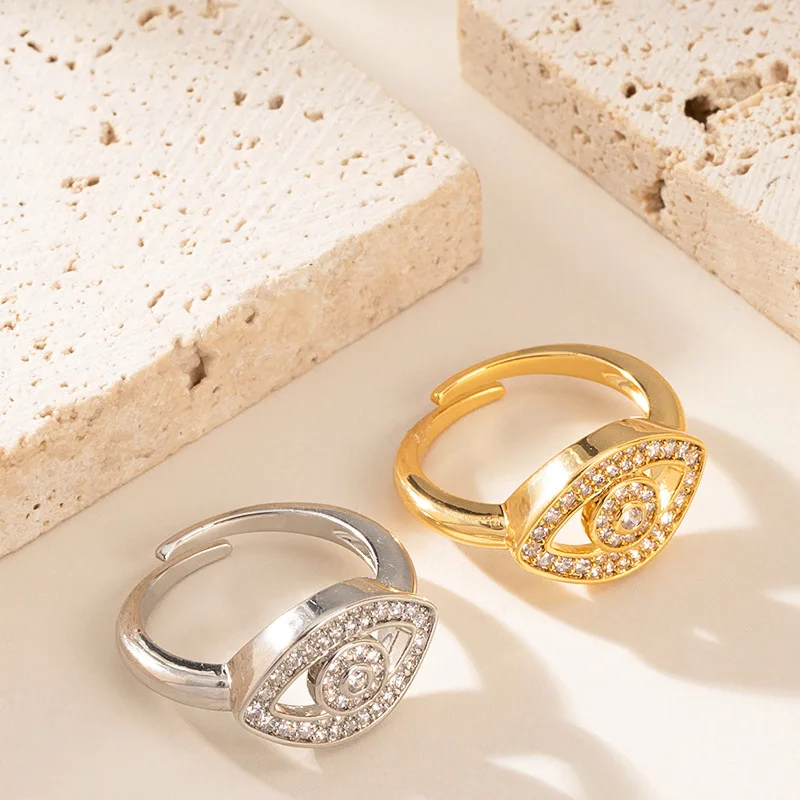 

2025 New Fashion Diamond Devil's Eye Ring Men/Women Adjustable Non-fading Open Couple Index Finger Ring Jewelry Gifts