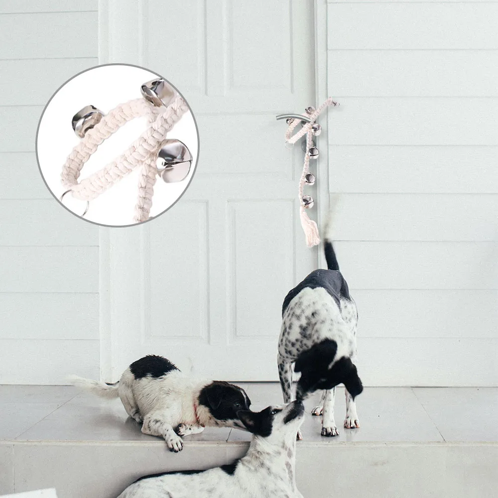 

Cotton Rope Dog Training Bell Woven Adjustable Puppy Rope Bells Hanging Alarm Durable Dog Talking Button Outdoor Decor
