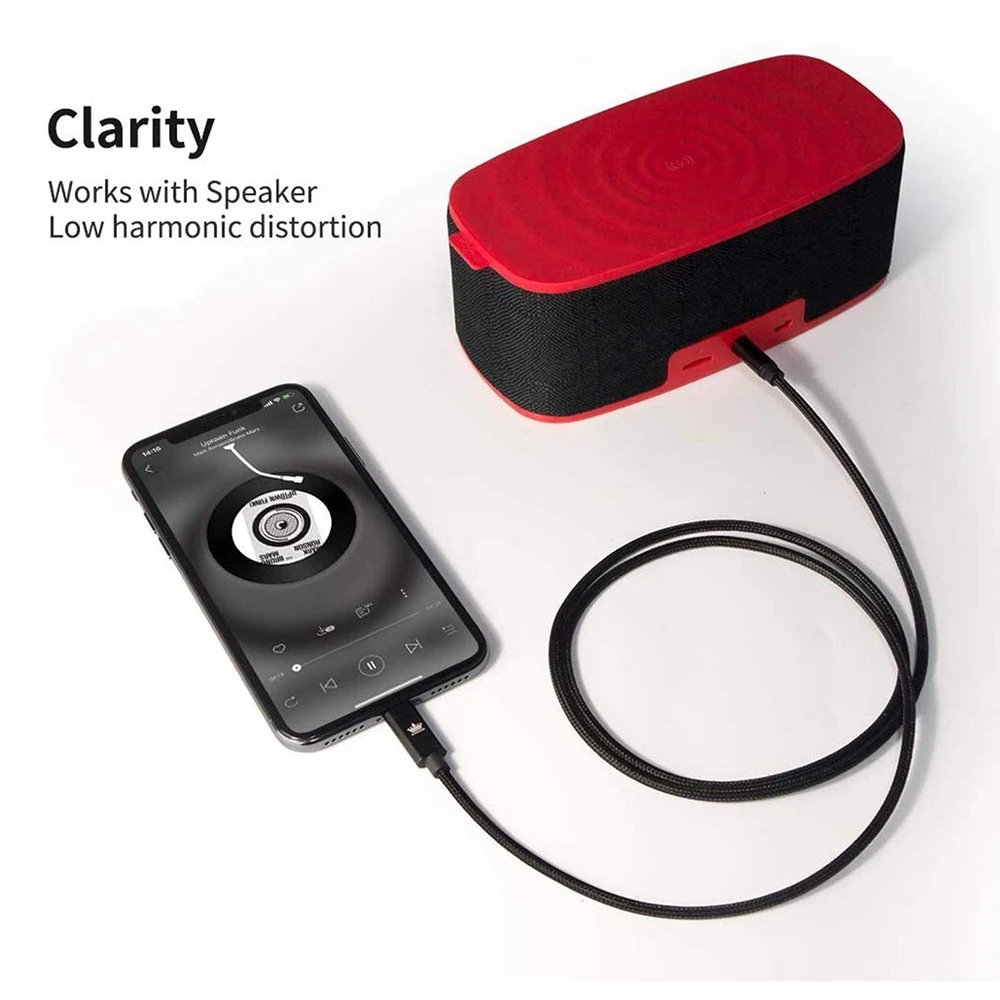 كابل AUX للسيارة كابل صوت آيفون كابل مساعد إلى صوت ممتاز 3.5 ملم لهاتف آيفون 13 برو-8 بلس ستريو السيارة