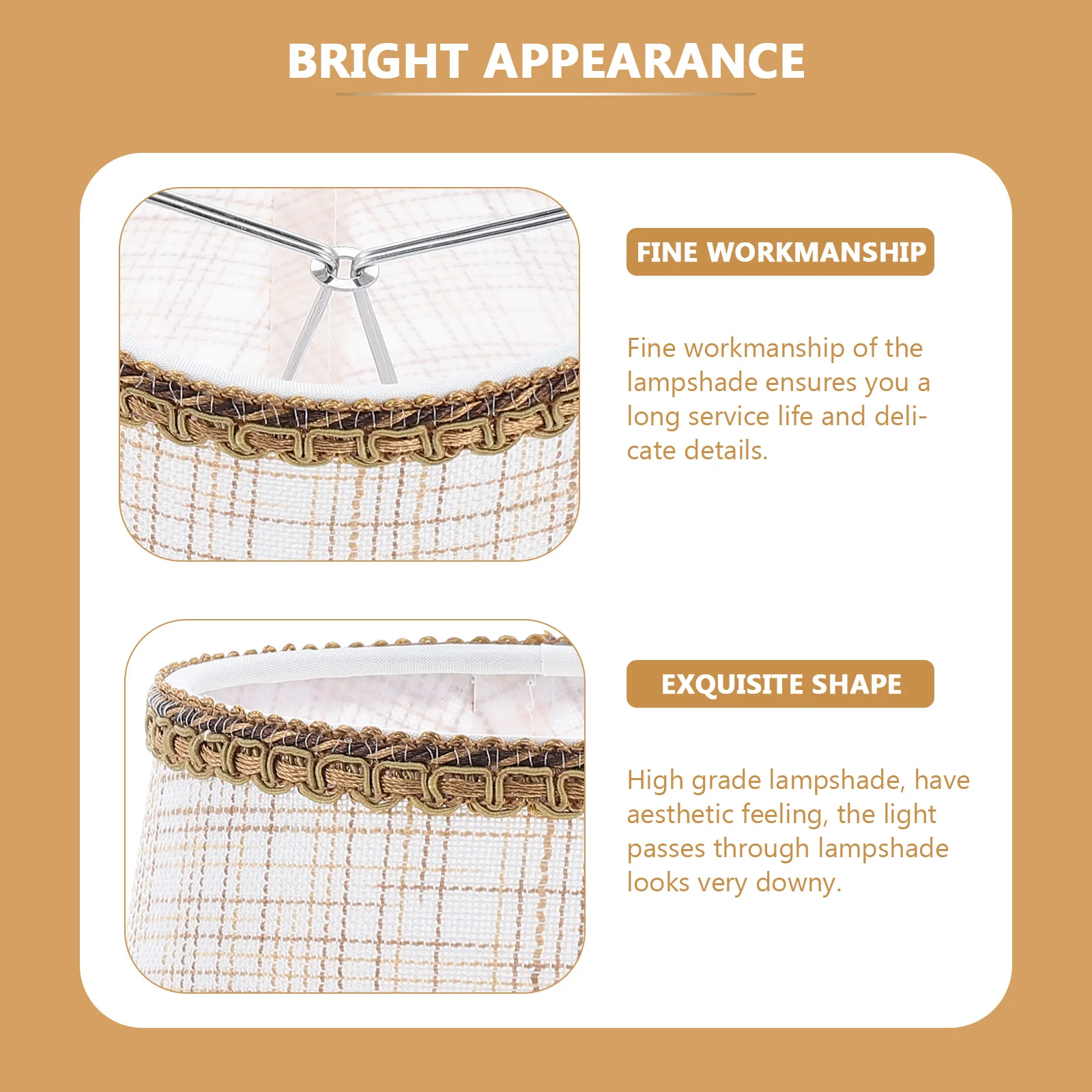 

2Pcs Cloth Craft Lamp Shade Premium Fabric and Iron Hanging Light Cover for Home Bar Hotel Decor Pendant Lampshade Replacement