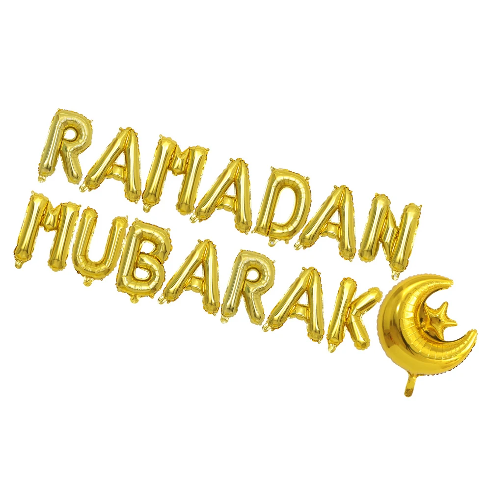 

1 set 1 Set Moon Star Balloons Aluminum Foil Festival Party Decorations Eid Celebration Balloon Sets For Family Golden