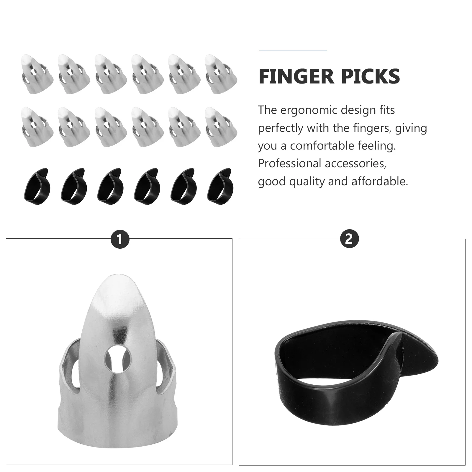 

1Set Guitar Finger Picks Zinc Alloy ABS Durable Adjustable Ergonomic Design Comfortable Playing Banjo Bass Accessories