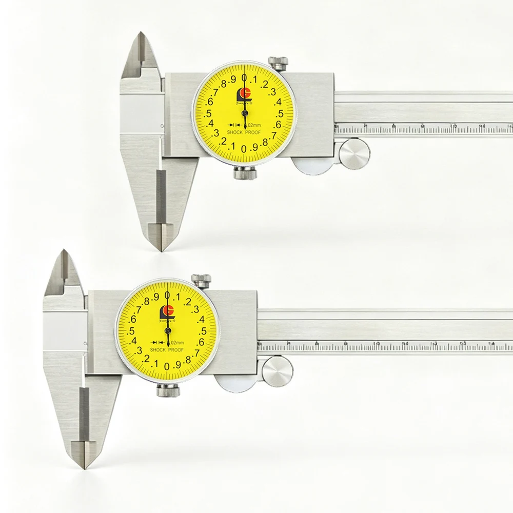 Guanglu Dial Vernier Caliper 0-150/200/300mm Closed Frame/Double Shockproof/Open-Frame 0.02mm Precision Metalworking Gauge