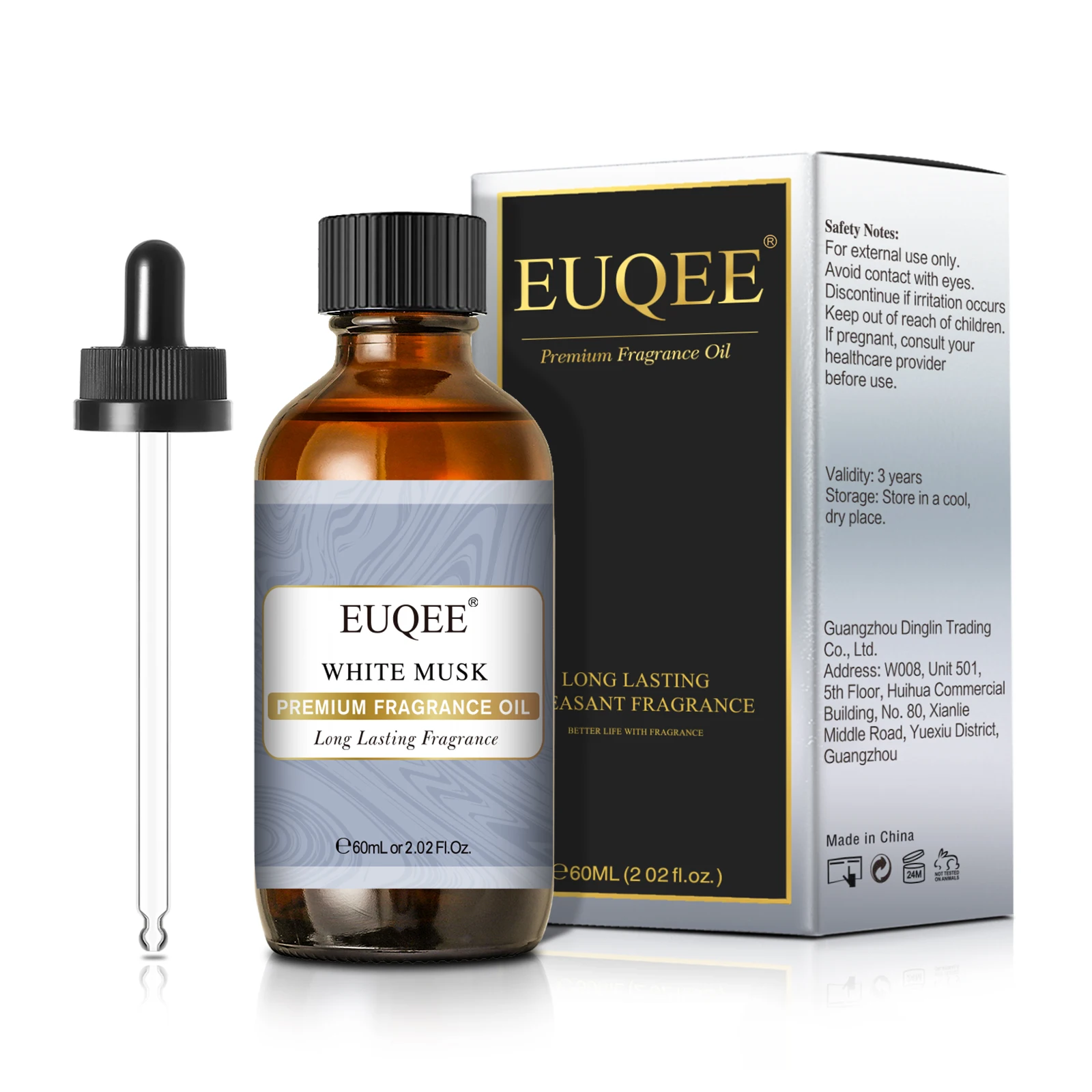 EUQEE-Huile essentielle parfumée de la série Flower, pour diffuseur d\'aromathérapie, Musc blanc, AMP, Vanille, Fleur d\'oranger, 60ml