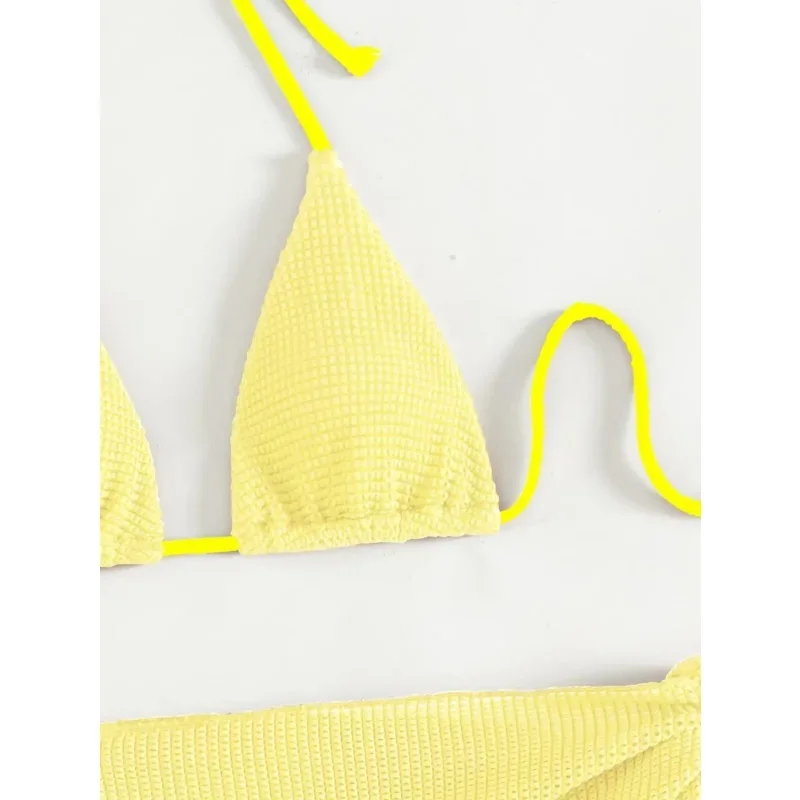 セクシービキニセット水着 レディース ホルターネック 三角ビキニ プッシュアップ バンドゥ カバーアップ 3ピース水着 夏 2025 新作 ビーチウェア