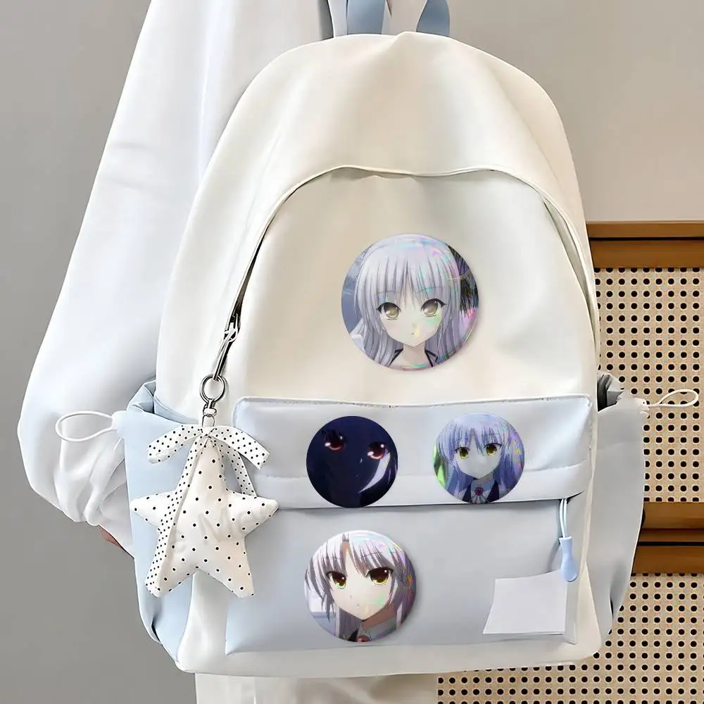 Anime A-Angel Beat-s Cute Cool Round Pin Badge Set For Anime Game Music Cartoon Fans Backpack Denim Jacket Hat Decoration