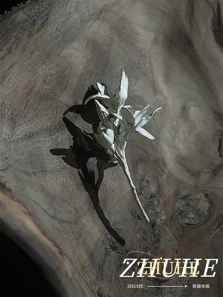 

Jewelry Jasmine Brooch And Stud Earrings In Retro Copper Alloy, A Gift For Men's And Women's Carnival Celebration